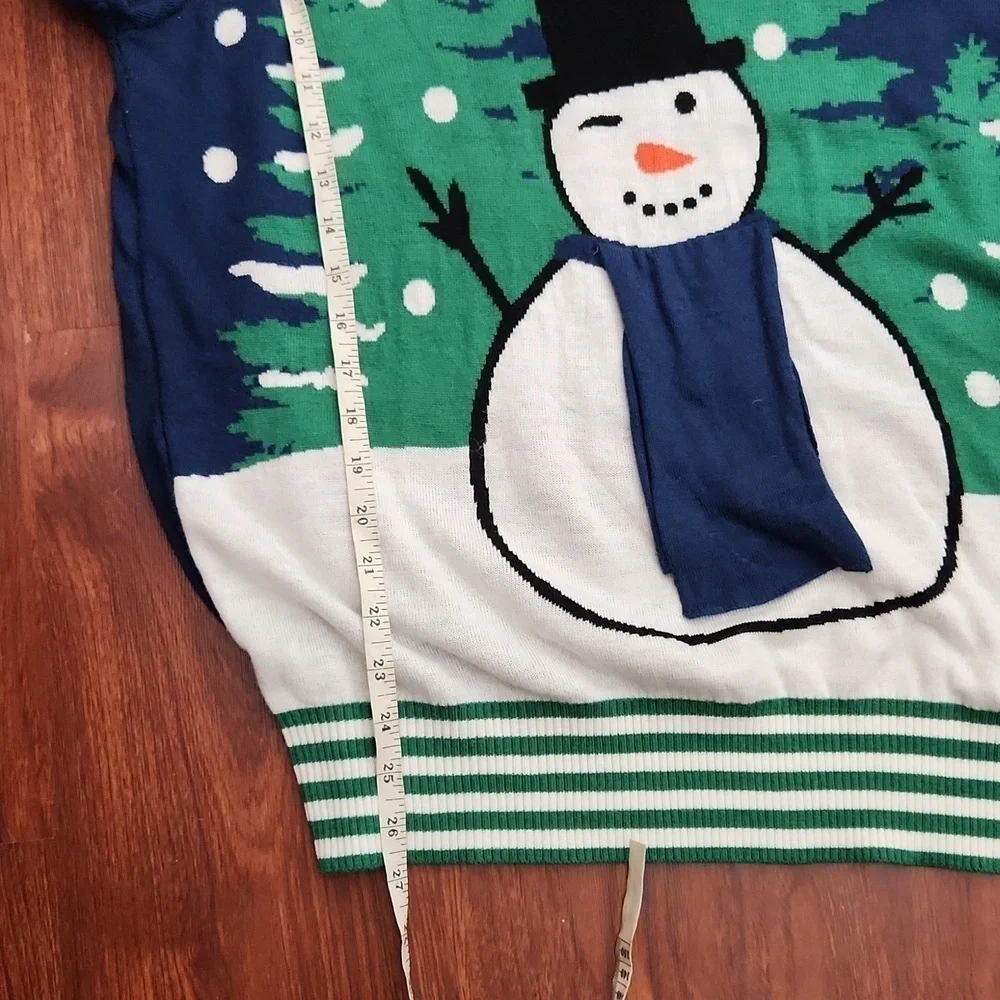 Tipsy Elves Ugly Christmas Sweater Snowman XL Naughty Blue Green